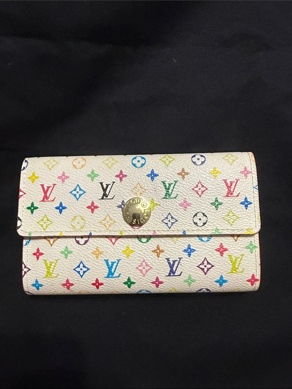 Louis Vuitton White Multicolor Monogram Snap Wallet
